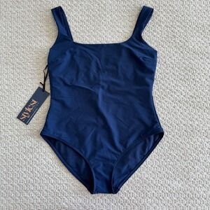 Stylest Dreamsculpt Navy Square Neck One Piece Swimsuit Women's Large NWT